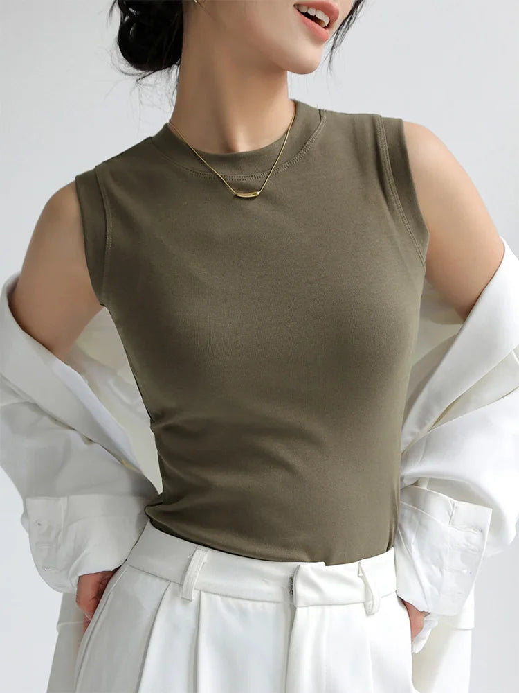 Round Neck Basic Camisole Vest Top | Wovetsa