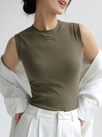 Round Neck Basic Camisole Vest Top | Wovetsa