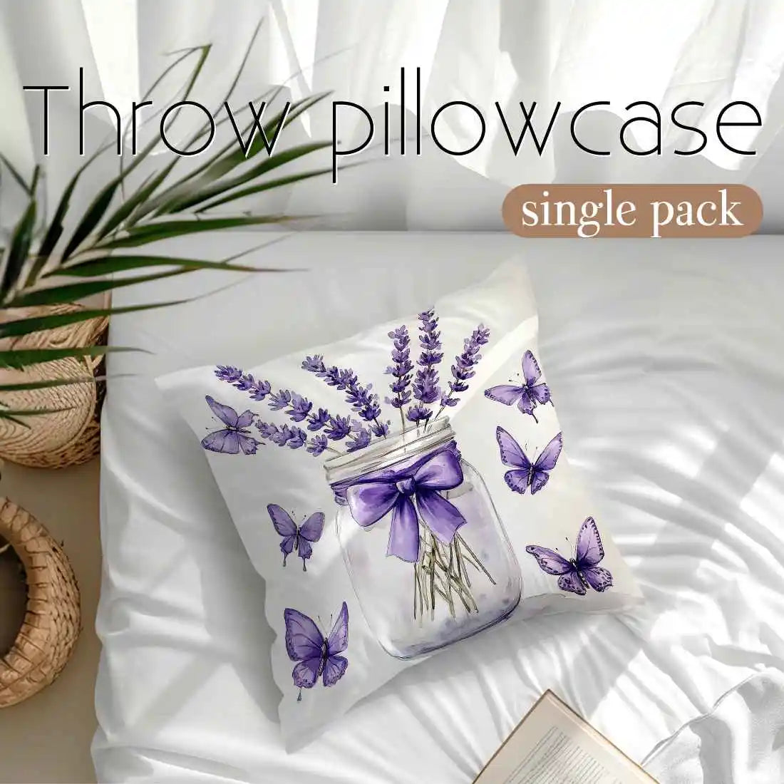Fantasy Lavender Bicycle Print Cushion Cover Decorative Pillowcase | Wovetsa
