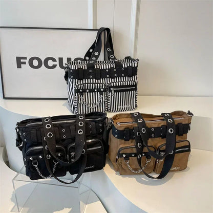 Chain & Rivet Nylon Shoulder Bag | Wovetsa