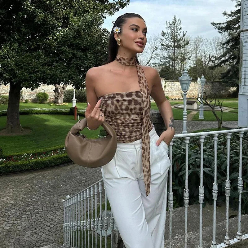 Leopard Print Off-Shoulder Top | Wovetsa