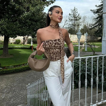 Leopard Print Off-Shoulder Top | Wovetsa