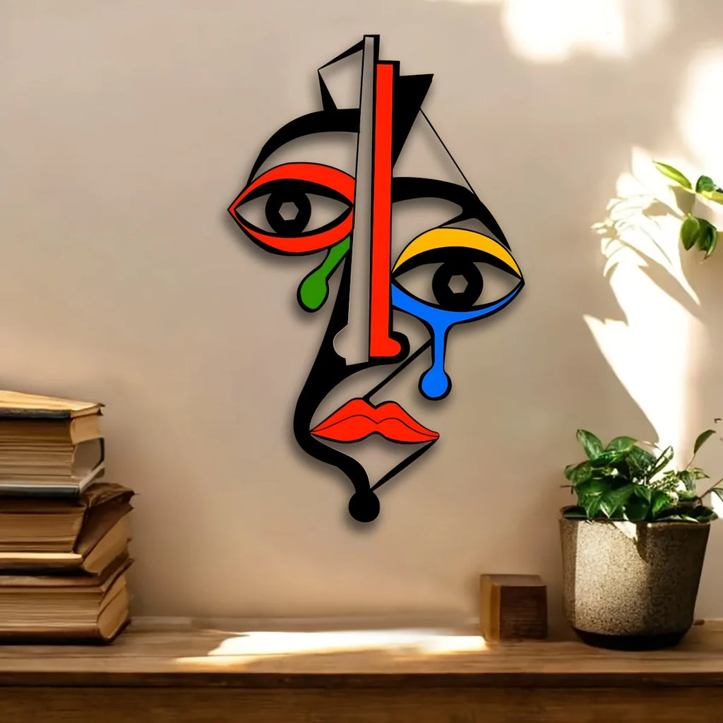 Cubist Face Metal Wall Art | Wovetsa