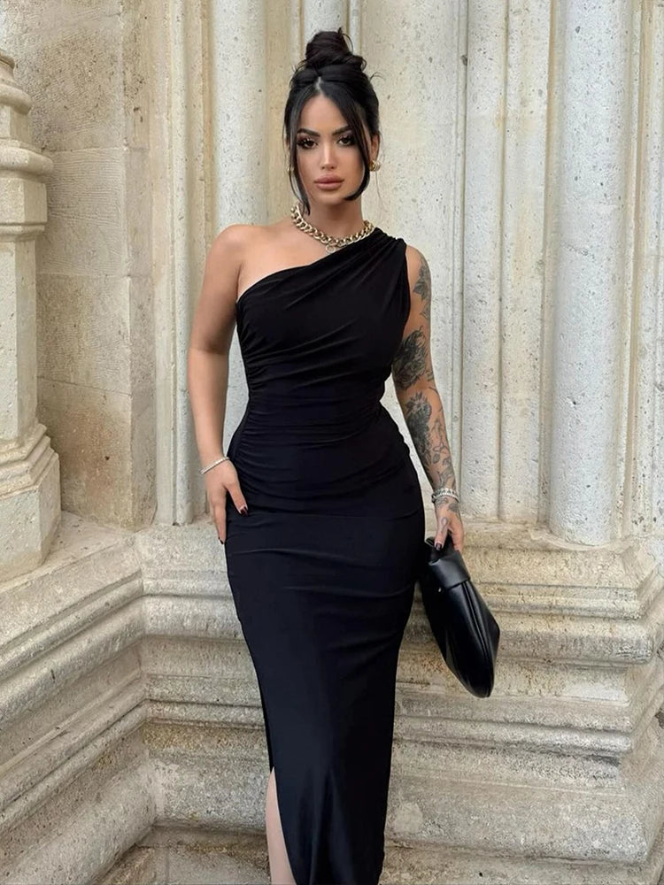 Women's Summer Maxi Dress – One Shoulder Backless Slim Fit Elegant Evening Dress