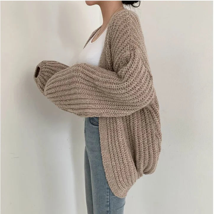 Lantern Sleeve Knit Cardigan | Wovetsa