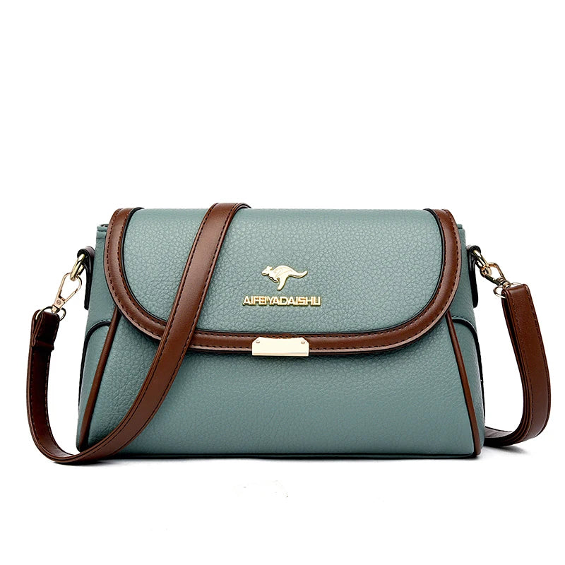 Leather Flap Crossbody Shoulder Bag | Wovetsa