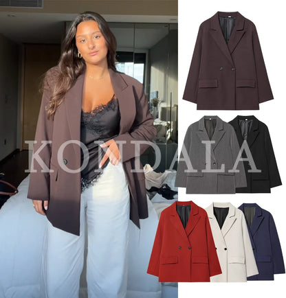 Double Breasted Notched Lapel Blazer | Wovetsa