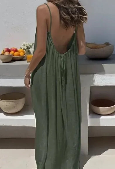 Loose Fit Spaghetti Strap Vacation Dress | Wovetsa