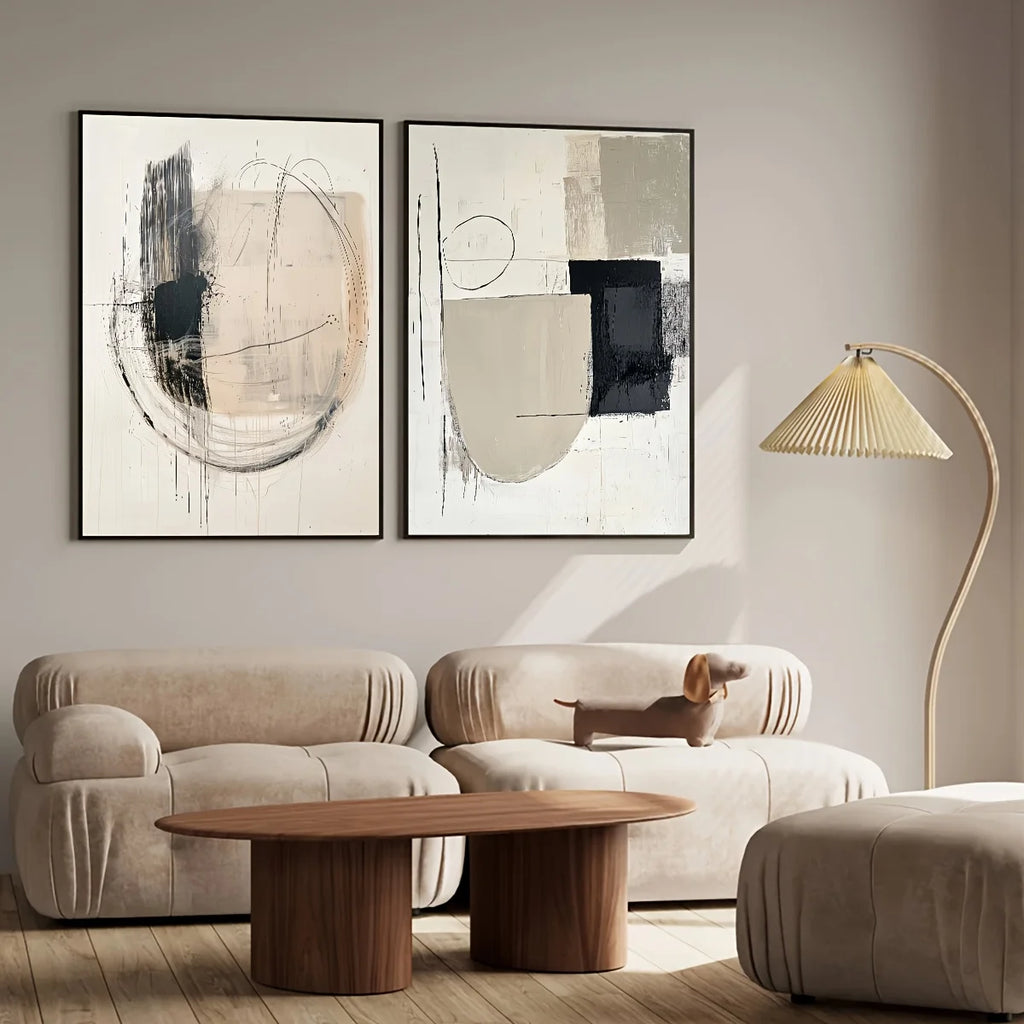 Set of 2 Geometric Abstract Canvas Prints | Wovetsa