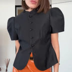 Striped Turtleneck Loose Blazer | Wovetsa
