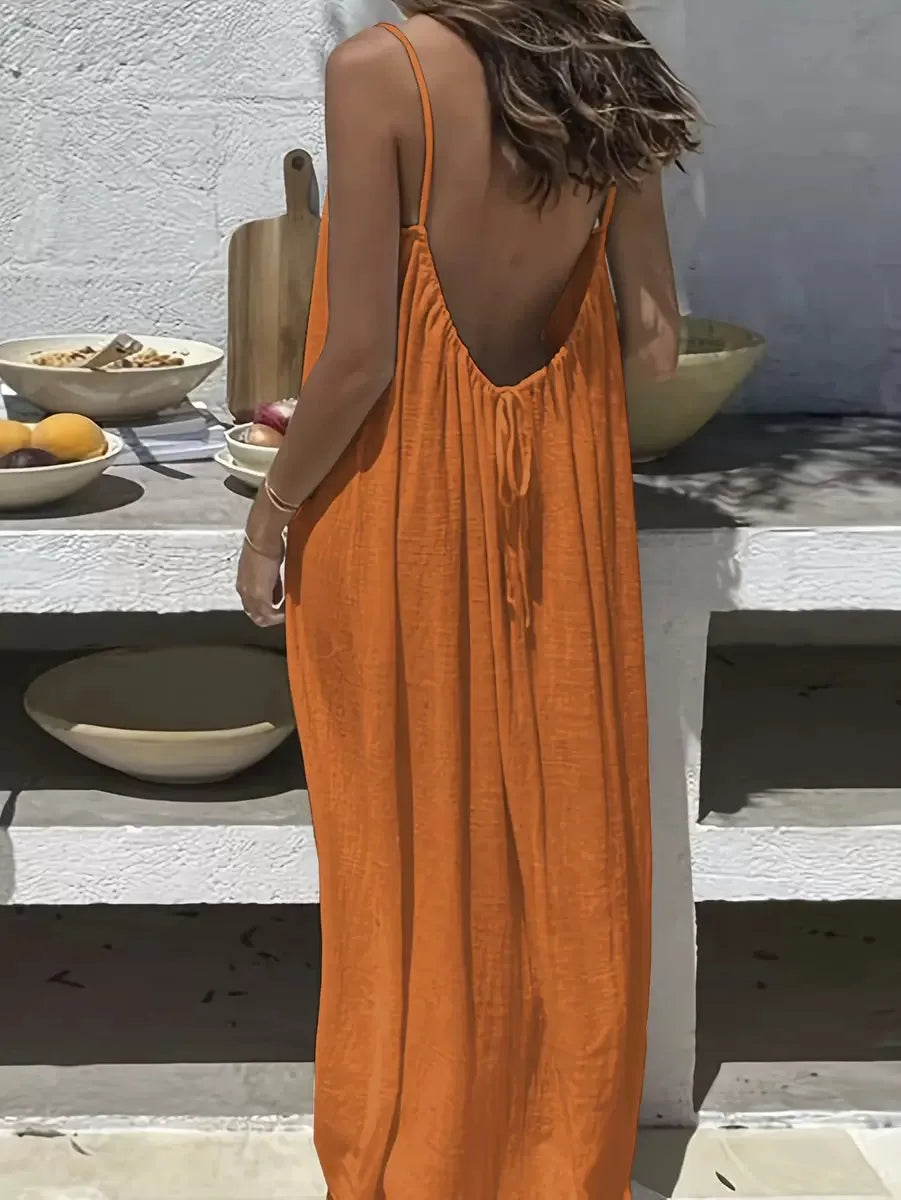 Loose Fit Spaghetti Strap Vacation Dress | Wovetsa