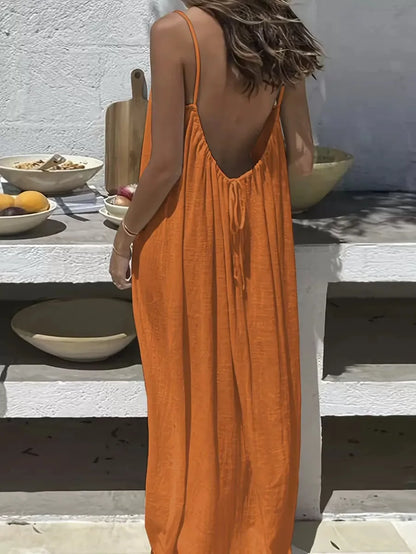 Loose Fit Spaghetti Strap Vacation Dress | Wovetsa