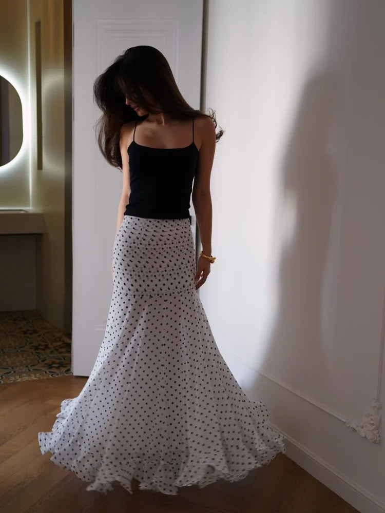 Polka Dot Mermaid Maxi Skirt | Wovetsa