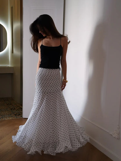 Polka Dot Mermaid Maxi Skirt | Wovetsa