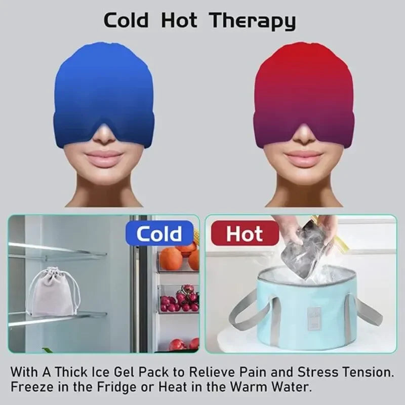 Gel Cold & Hot Head Ice Cap Wrap with Sleep Eye Mask | Wovetsa