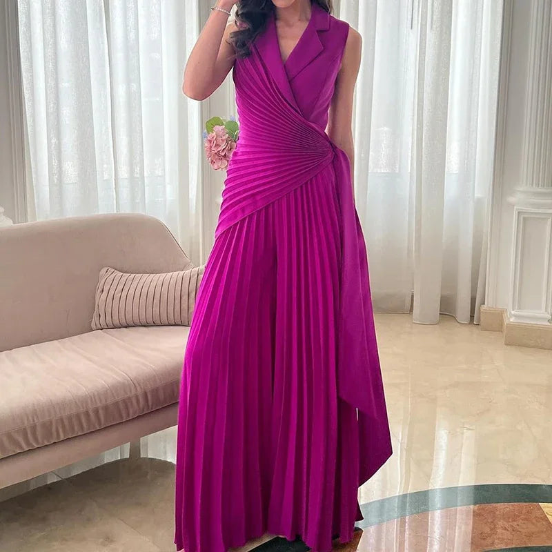 Lace-Up V-Neck Wide-Leg Jumpsuit | Wovetsa