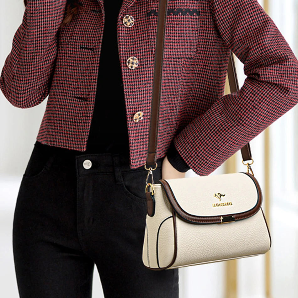 Leather Flap Crossbody Shoulder Bag | Wovetsa