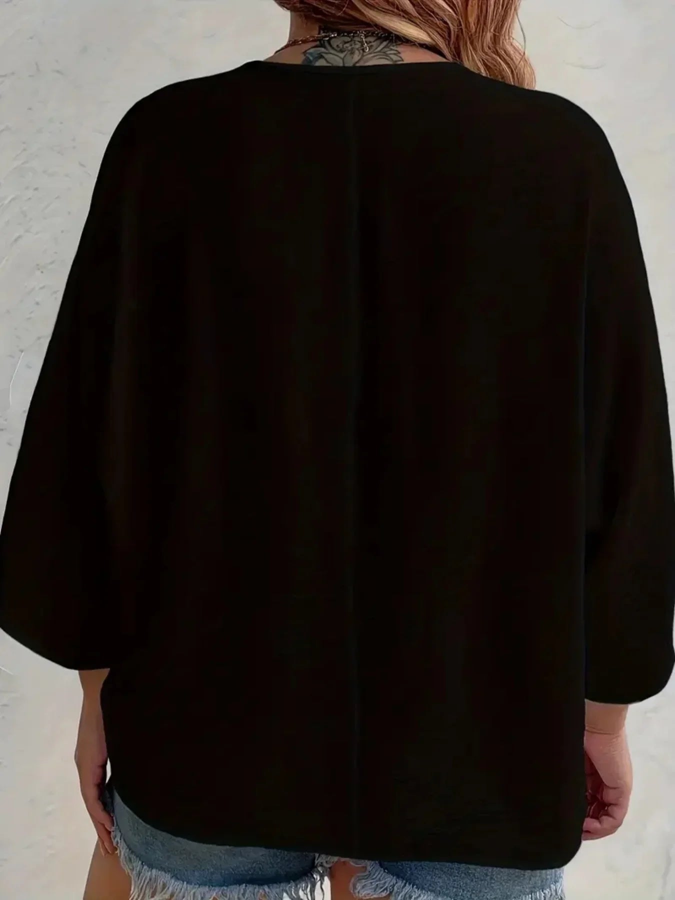 Plus Size V-Neck Button Detail Long Sleeve Blouse | Wovetsa