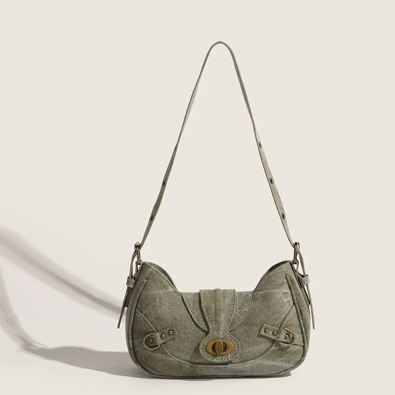 Y2K Rivet Canvas Saddle Bag | Wovetsa
