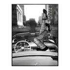 Black & White Luxury Car Paris Street Canvas Wall Art | Wovetsa