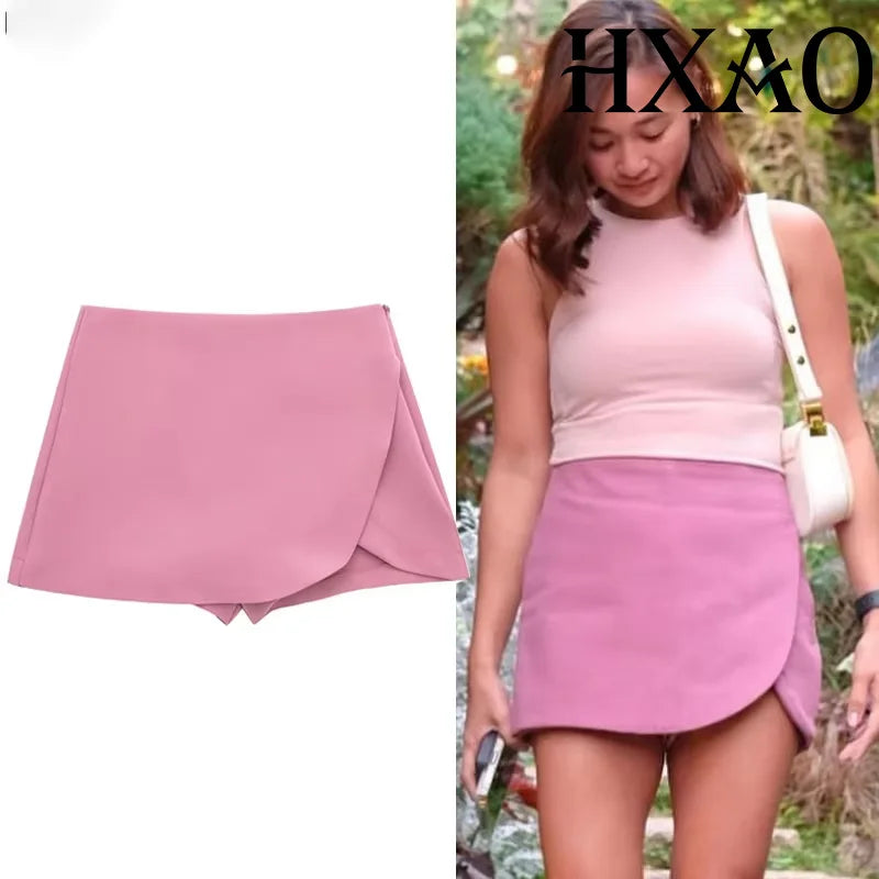 High Waist Asymmetric Mini Skort | Wovetsa