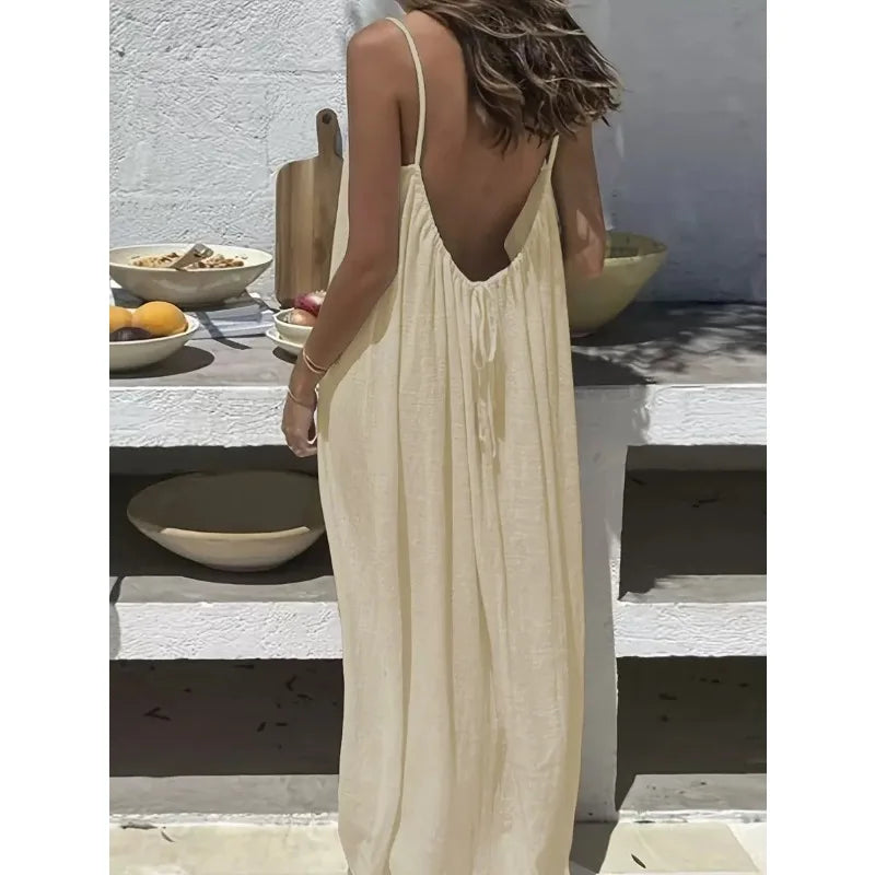 Loose Fit Spaghetti Strap Vacation Dress | Wovetsa
