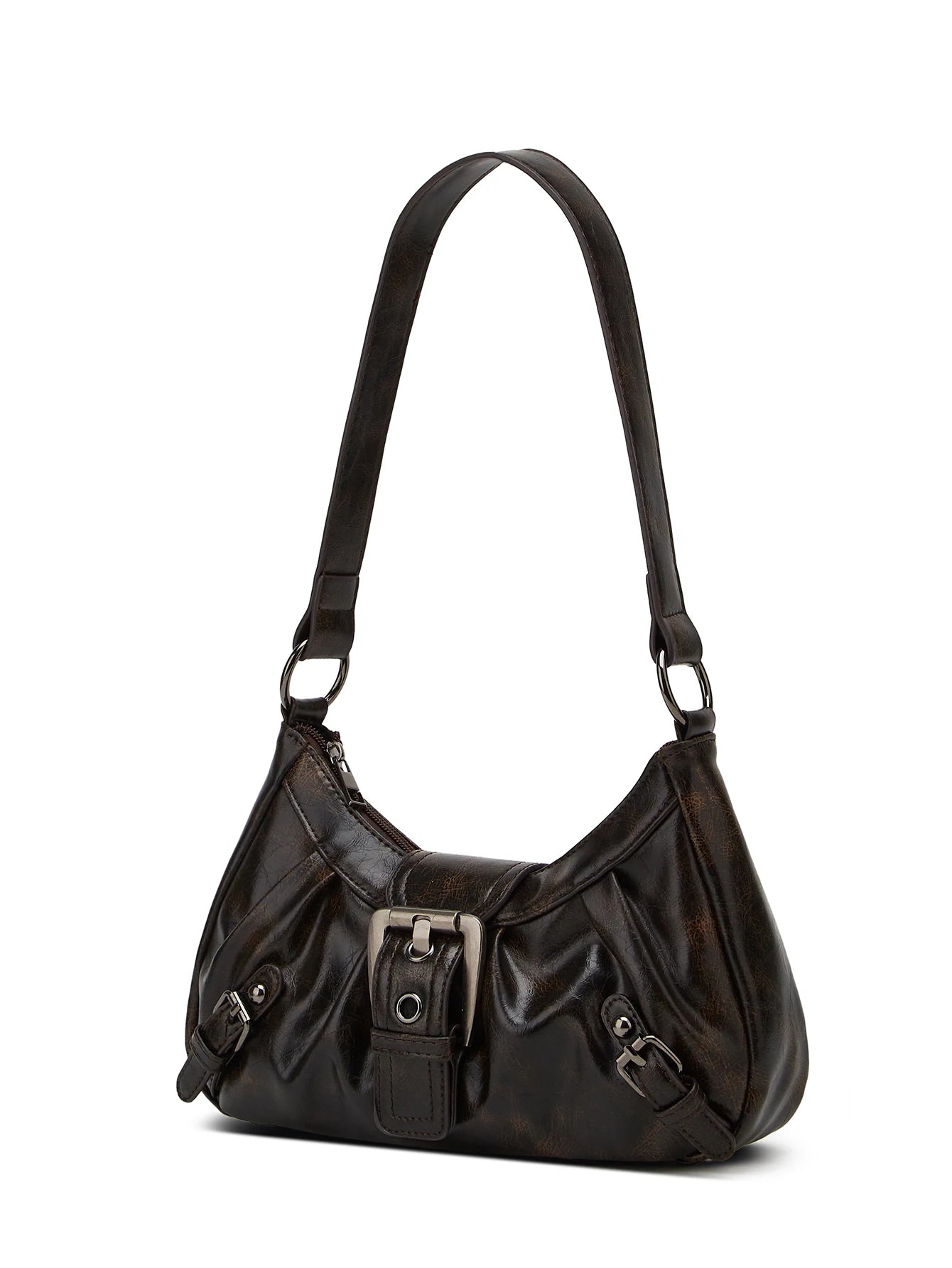 Y2K Pleated Rivet Shoulder Bag | Wovetsa