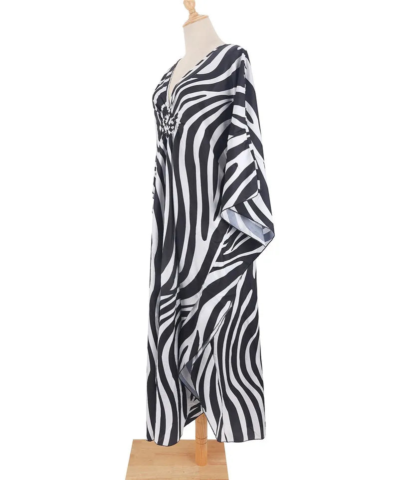 Animal Print Kaftan Beach Cover-Up Dress | Wovetsa