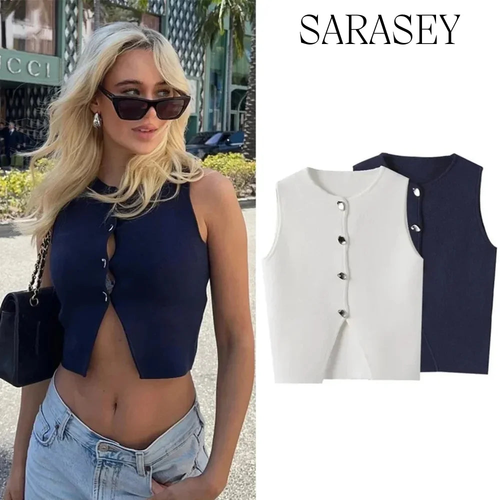 Asymmetrical Knit Sweater Vest | Wovetsa
