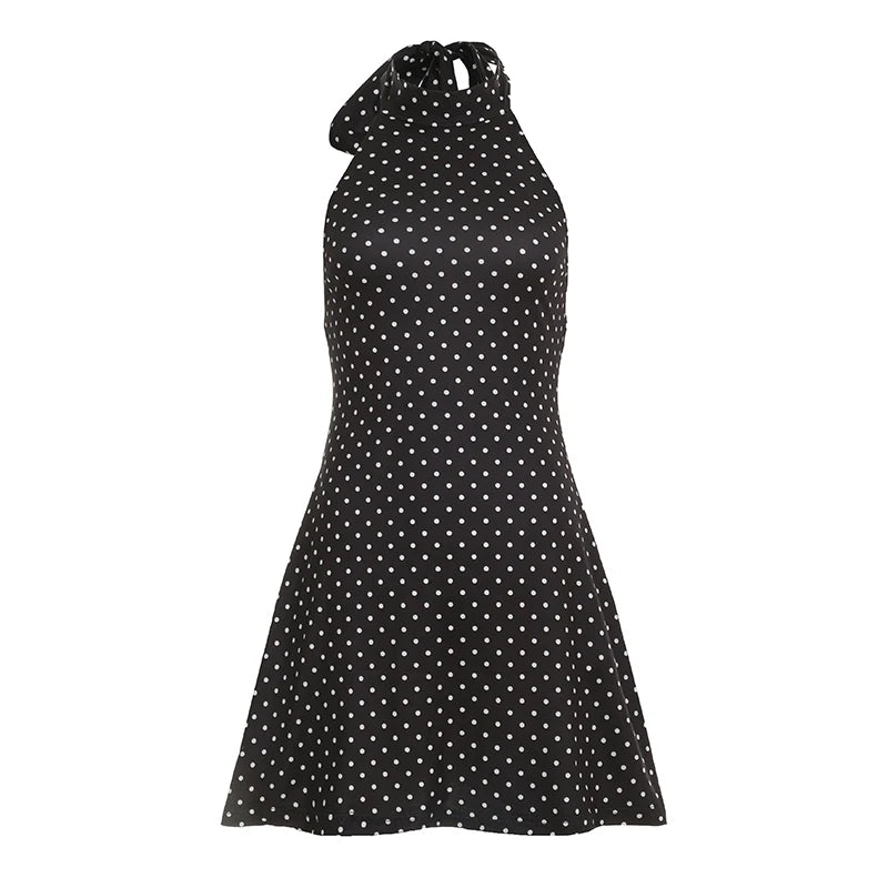 Polka Dot Halter Mini Dress | Wovetsa
