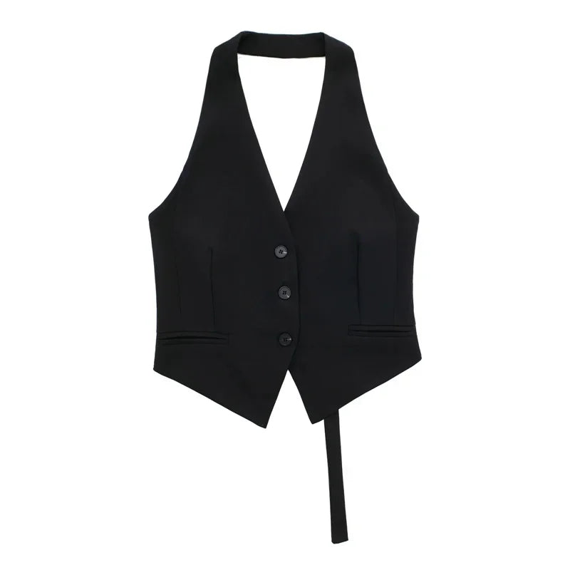 Off-Shoulder Cropped Vest | Wovetsa