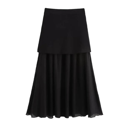 Women's Knit V-Neck Vest & Long Skirt Two Piece Set | Wovetsa