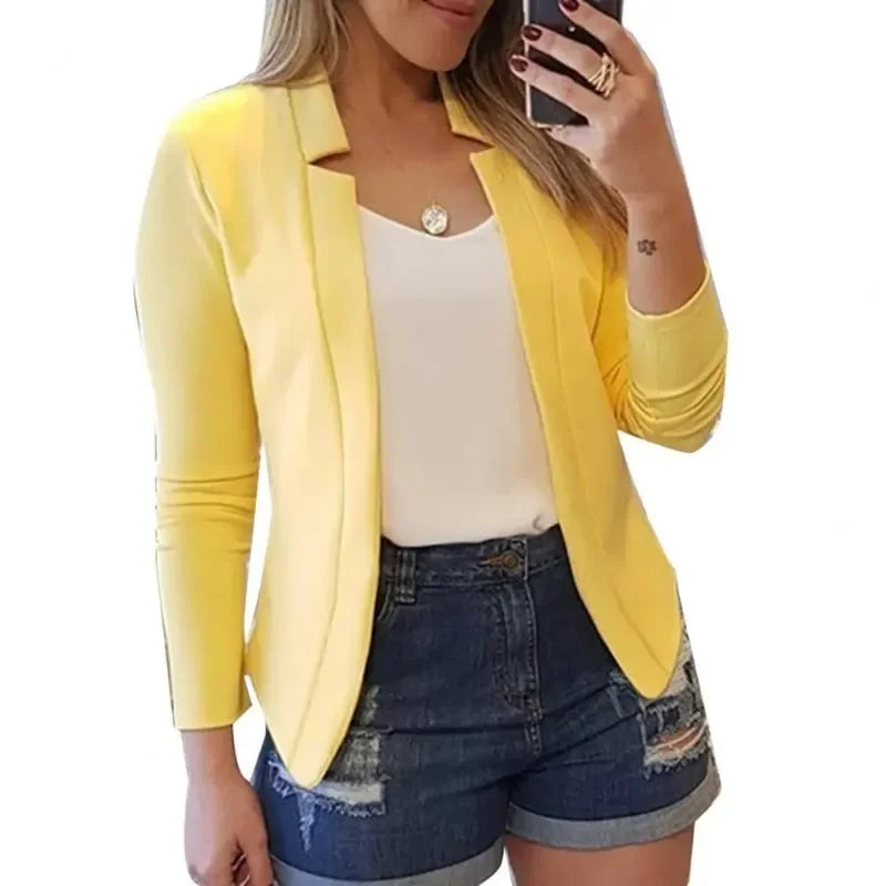 Open Stitch Mandarin Collar Blazer | Wovetsa