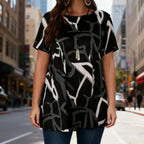 Plus Size Abstract Print Loose T-Shirt | Wovetsa