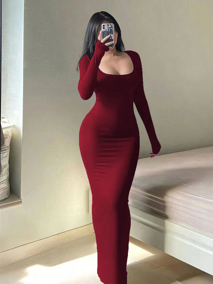 Women's Solid Long Sleeve Bodycon Dress | Wovetsa