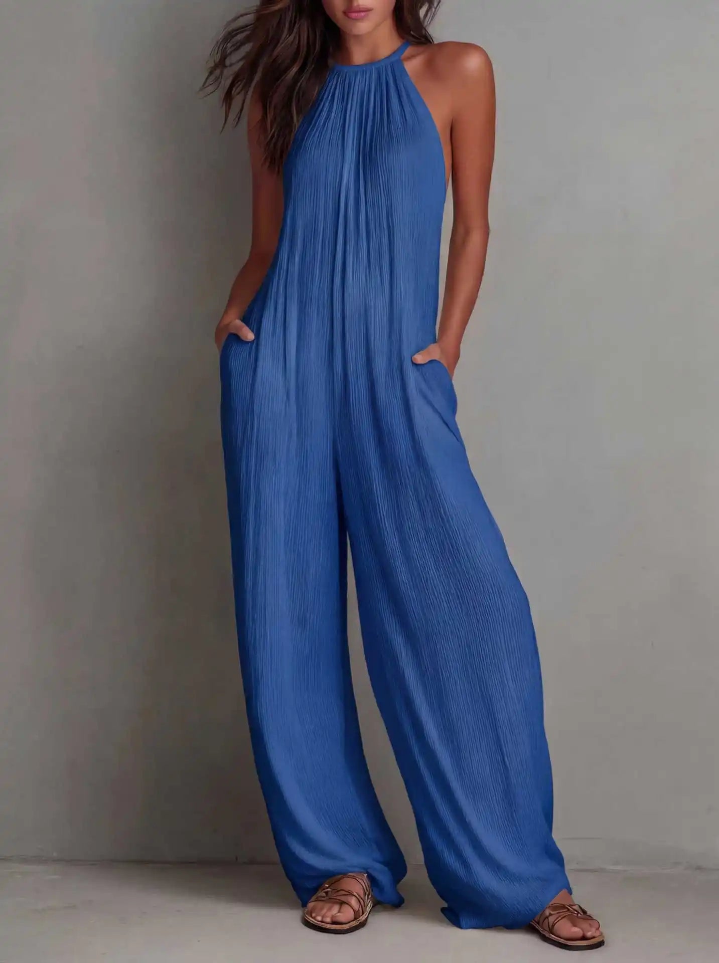 Halter Neck Wide Leg Jumpsuit | Wovetsa