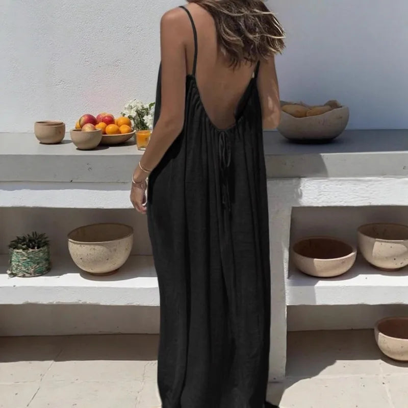 Loose Fit Spaghetti Strap Vacation Dress | Wovetsa