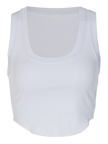 Ribbed Square Neck Crop Tank Top – Y2K Street Style | Wovetsa
