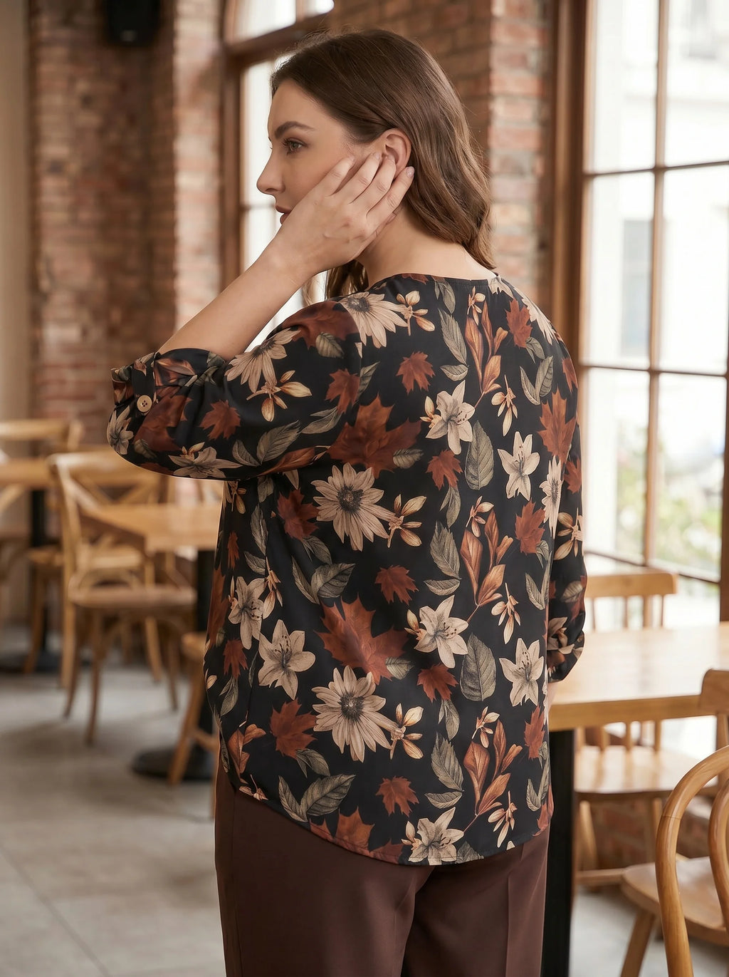 Plus Size Floral Print V-Neck Tunic Blouse | Wovetsa