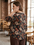 Plus Size Floral Print V-Neck Tunic Blouse | Wovetsa