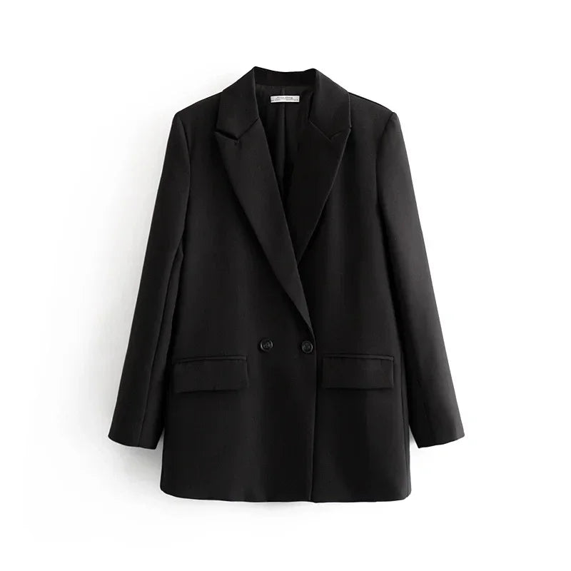 Double Breasted Notch Lapel Office Blazer | Wovetsa
