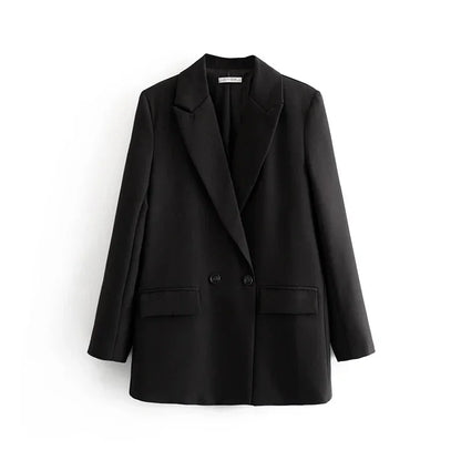 Double Breasted Notch Lapel Office Blazer | Wovetsa