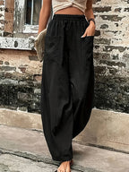 Plus Size Women's Cotton-Linen Harem Trousers | Wovetsa