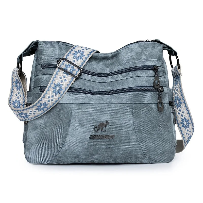 Denim Multi-Layer Crossbody Shoulder Bag | Wovetsa
