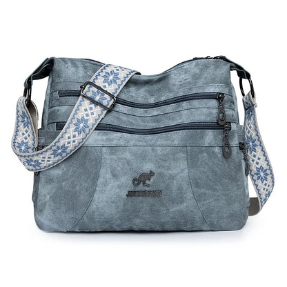 Denim Multi-Layer Crossbody Shoulder Bag | Wovetsa