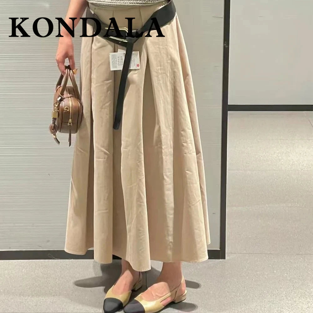 Vintage Draped A-Line Maxi Skirt with Belt | Wovetsa