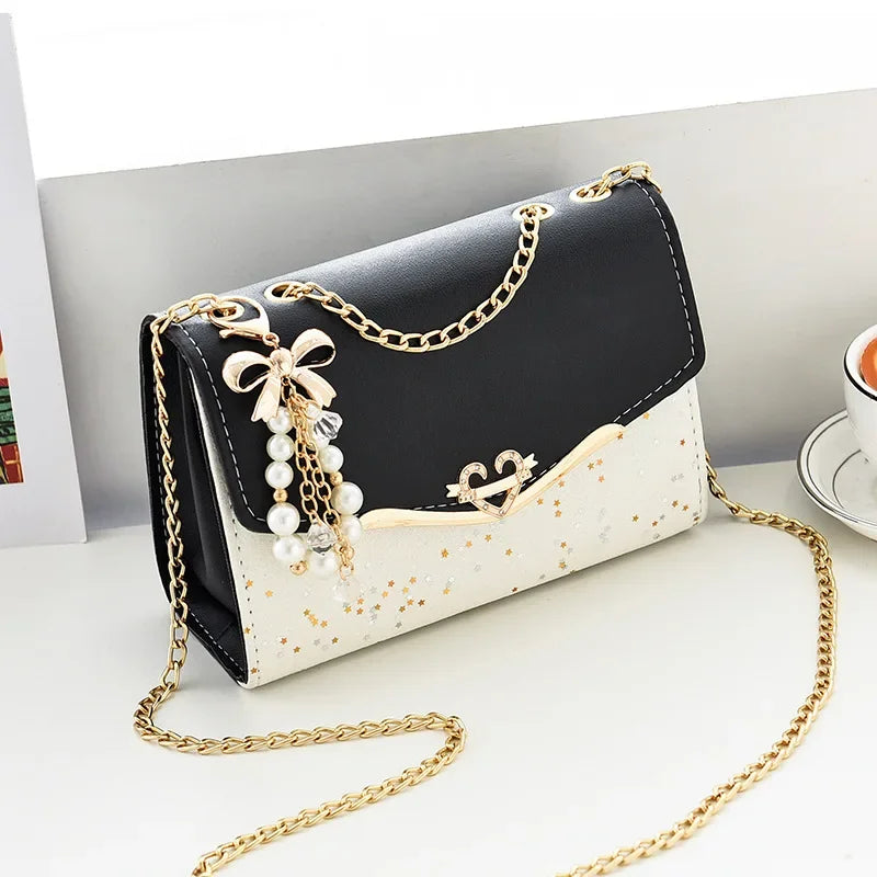 Chain Pendant PU Satchel Crossbody Bag | Wovetsa
