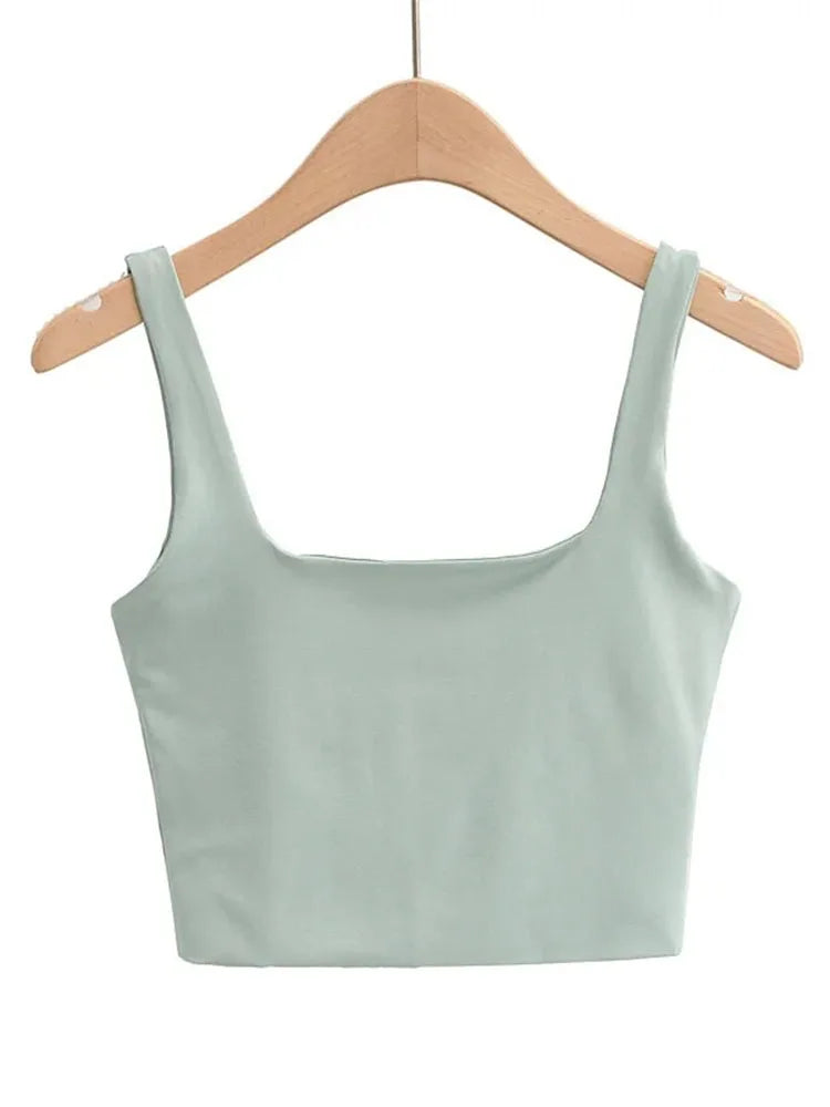 Square Neck Sleeveless Tank Top | Wovetsa