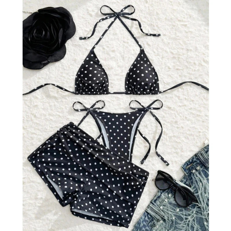 Polka Dot 3-Piece Bikini Set | Wovetsa