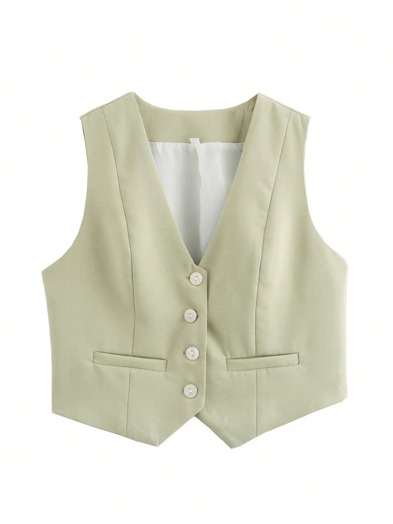 Cropped Suit Vest | Wovetsa